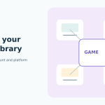 Four separate library tiles surround a single game card.